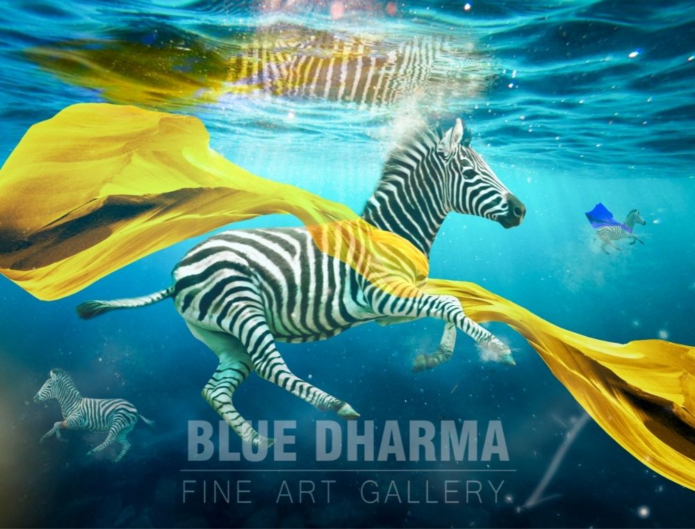 Homecoming Zebras Painting, Zebras Underwater